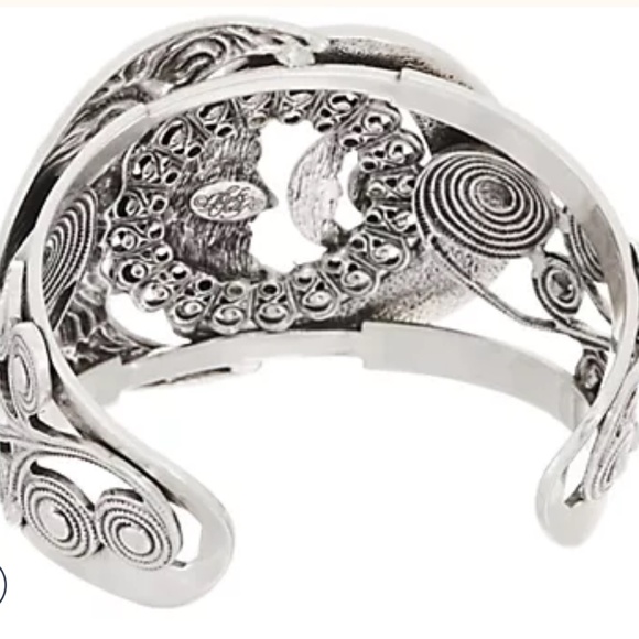Kirks Folly Bracelet Wide Silver Tone Crystal Cuff Moon Phases Celestial - Picture 2 of 10